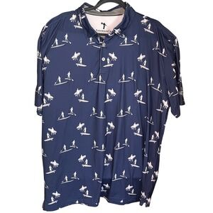 AndersonOrd Mens XXL Performance Polo Shirt Navy Blue Paddleboarder Print Golf
